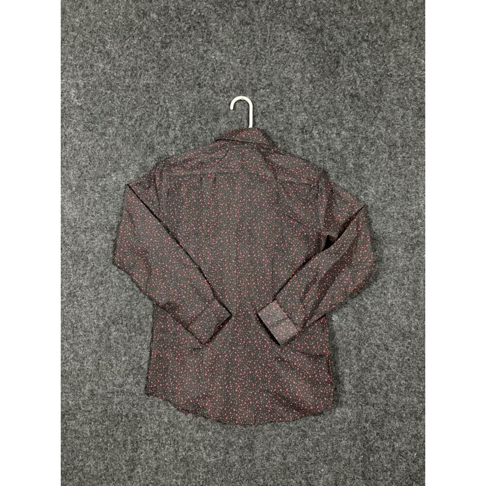 Azaro Uomo Mens Small Black Red Floral Long Sleeve Button Front Shirt - Picture 2 of 9